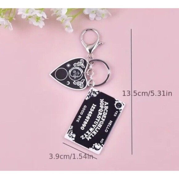 Ouija Board Planchette Silver Keyring Keychain Key Ring - Picture 3 of 4